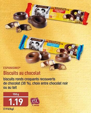 Promotions Biscuits au chocolat - Españisimo - Valide de 22/05/2018 à 26/05/2018 chez Aldi