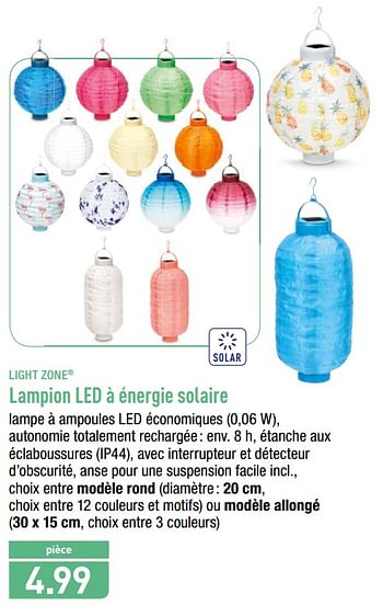 Promoties Lampion led à énergie solaire - Lightzone - Geldig van 26/05/2018 tot 26/05/2018 bij Aldi