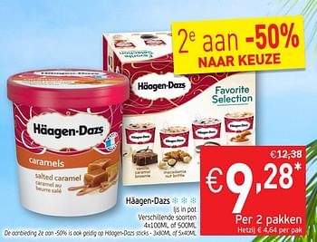 Promoties Hâagen-dazs ijs in pot - Haagen-Dazs - Geldig van 22/05/2018 tot 27/05/2018 bij Intermarche
