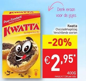 Promoties Kwatta chocoladehagelslag - Kwatta - Geldig van 22/05/2018 tot 27/05/2018 bij Intermarche