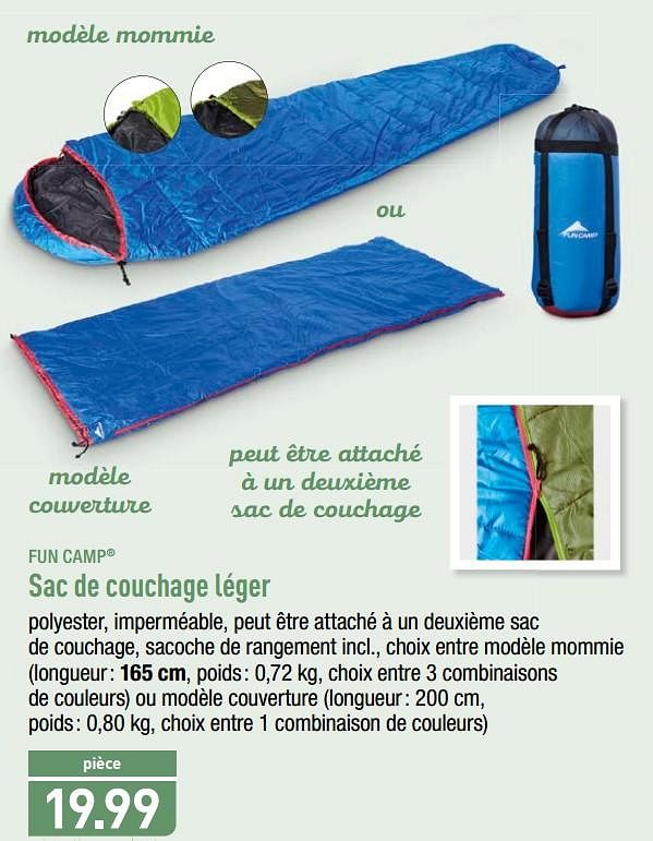 Fun Camp Sac de couchage l ger En promotion chez Aldi