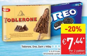 Promoties Toblerone, oreo, daim of milka - Huismerk - Intermarche - Geldig van 22/05/2018 tot 27/05/2018 bij Intermarche