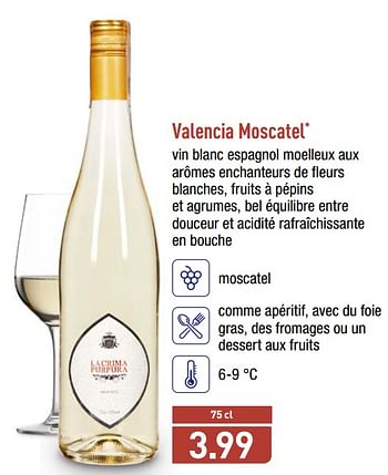 Promoties Valencia moscatel - Witte wijnen - Geldig van 22/05/2018 tot 26/05/2018 bij Aldi
