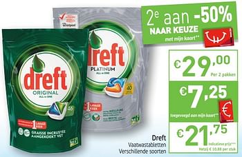 Promotions Dreft vaatwastabletten - Dreft - Valide de 22/05/2018 à 27/05/2018 chez Intermarche