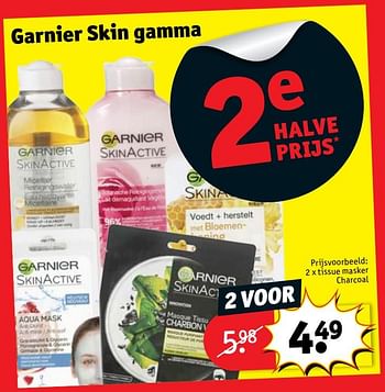 Promoties Garnier 2 x tissue masker charcoal - Garnier - Geldig van 22/05/2018 tot 27/05/2018 bij Kruidvat