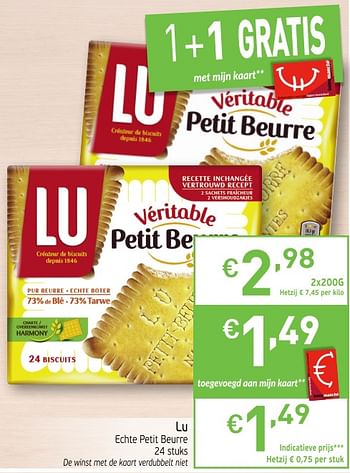 Promotions Lu echte petit beurre - Lu - Valide de 22/05/2018 à 27/05/2018 chez Intermarche