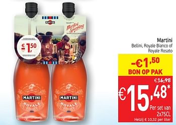 Promoties Martini bellini, royale bianco of royale rosato - Martini - Geldig van 22/05/2018 tot 27/05/2018 bij Intermarche