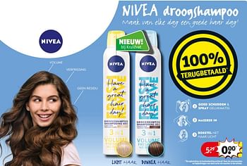 Promoties Nivea droogshampoo - Nivea - Geldig van 22/05/2018 tot 27/05/2018 bij Kruidvat