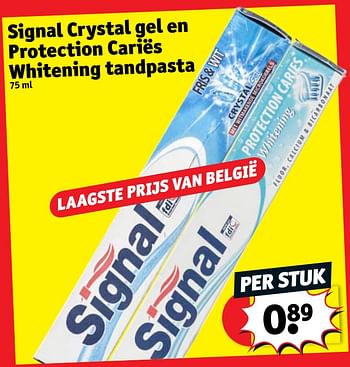 Promoties Signal crystal gel en protection cariës whitening tandpasta - Signal - Geldig van 22/05/2018 tot 27/05/2018 bij Kruidvat