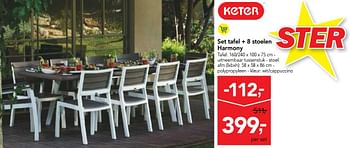 Promoties Keter set tafel + 8 stoelen harmony - Keter - Geldig van 23/05/2018 tot 05/06/2018 bij Makro