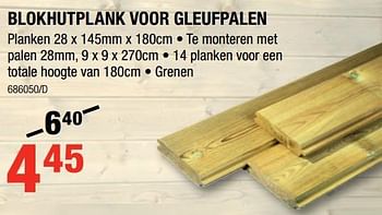 Promotions Blokhutplank voor gleufpalen - Produit Maison - HandyHome - Valide de 17/05/2018 à 27/05/2018 chez HandyHome