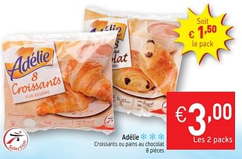 Promoties Adélie croissants ou pains au chocolat - Adelie - Geldig van 22/05/2018 tot 27/05/2018 bij Intermarche
