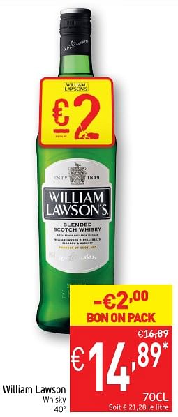 Promotions William lawson`s whisky - William Lawson's - Valide de 22/05/2018 à 27/05/2018 chez Intermarche