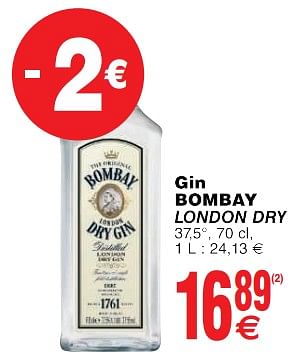 Promoties Gin bombay london dry - Bombay - Geldig van 22/05/2018 tot 28/05/2018 bij Cora