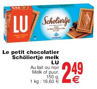Promoties Le petit chocolatier schöliertje melk lu - Lu - Geldig van 22/05/2018 tot 28/05/2018 bij Cora