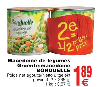 Promotions Macédoine de légumes groente-macedoine bonduelle - Bonduelle - Valide de 22/05/2018 à 28/05/2018 chez Cora