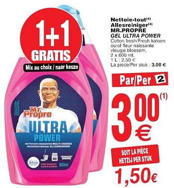 Promotions Nettoie-tout allesreiniger mr.propre gel ultra power - Mr. Propre - Valide de 22/05/2018 à 28/05/2018 chez Cora