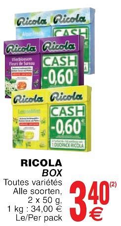 Promotions Ricola box - Ricola - Valide de 22/05/2018 à 28/05/2018 chez Cora