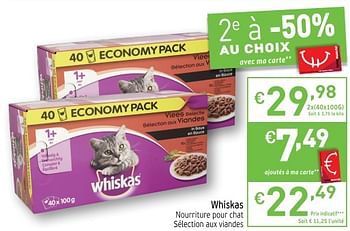 Promoties Whiskas nourriture pour chat - Whiskas - Geldig van 22/05/2018 tot 27/05/2018 bij Intermarche