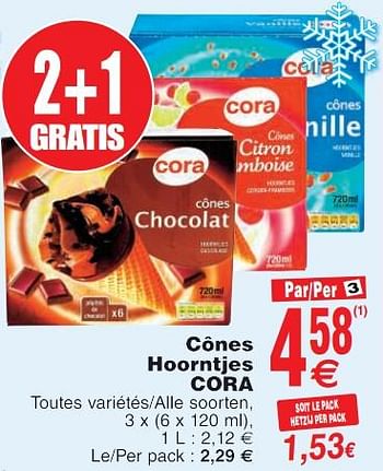 Promoties Cônes hoorntjes cora - Huismerk - Cora - Geldig van 22/05/2018 tot 28/05/2018 bij Cora