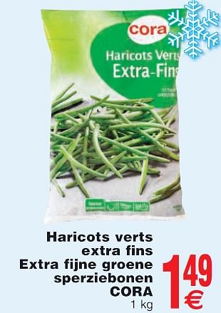 Promotions Haricots verts extra fins extra fijne groene sperziebonen cora - Produit maison - Cora - Valide de 22/05/2018 à 28/05/2018 chez Cora