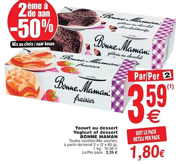 Promoties Yaourt ou dessert yoghurt of dessert bonne maman - Bonne Maman - Geldig van 22/05/2018 tot 28/05/2018 bij Cora
