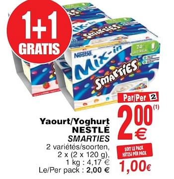 Promotions Yaourt-yoghurt nestle smarties - Nestlé - Valide de 22/05/2018 à 28/05/2018 chez Cora