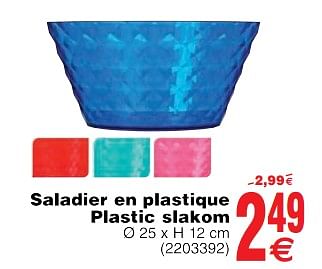 Promotions Saladier en plastique plastic slakom - Produit maison - Cora - Valide de 22/05/2018 à 04/06/2018 chez Cora