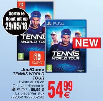Promotions Jeu-game tennis world tour - Produit maison - Cora - Valide de 22/05/2018 à 04/06/2018 chez Cora