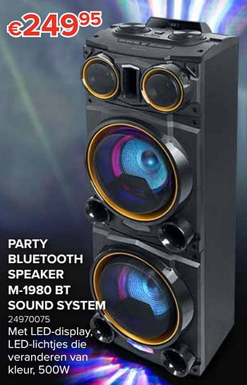 Promoties Party bluetooth speaker m-1980 bt sound system - Huismerk - Euroshop - Geldig van 25/05/2018 tot 17/06/2018 bij Euro Shop