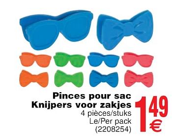 Promotions Pinces pour sac knijpers voor zakjes - Produit maison - Cora - Valide de 22/05/2018 à 04/06/2018 chez Cora