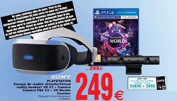 Promotions Sony playstation casque de réalité virtuelle-virtual reality headset vr v2 + caméra camera ps4 v2 + vr worlds voucher - Sony - Valide de 22/05/2018 à 04/06/2018 chez Cora