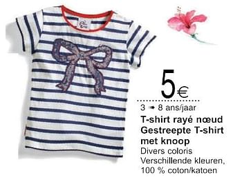 Promoties T-shirt rayé noeud gestreepte t-shirt met knoop - Huismerk - Cora - Geldig van 22/05/2018 tot 04/06/2018 bij Cora