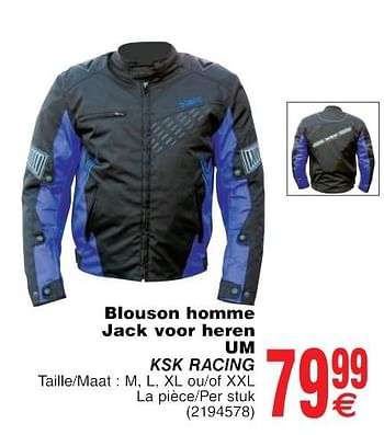 Promotions Blouson homme jack voor heren um ksk racing - UM - Valide de 22/05/2018 à 04/06/2018 chez Cora