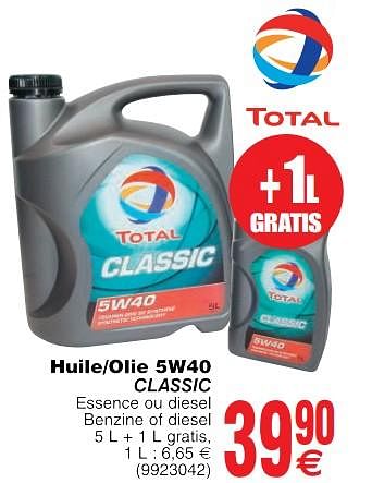 Promotions Huile-olie 5w40 classic - Total - Valide de 22/05/2018 à 04/06/2018 chez Cora
