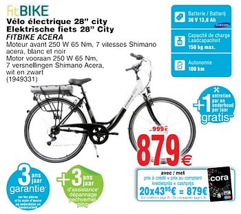 Promoties Vélo électrique 28`` city elektrische fiets 28`` city - Huismerk - Cora - Geldig van 22/05/2018 tot 04/06/2018 bij Cora