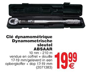 Promoties Clé dynamométrique dynamometrische sleutel absaar - Absaar - Geldig van 22/05/2018 tot 04/06/2018 bij Cora