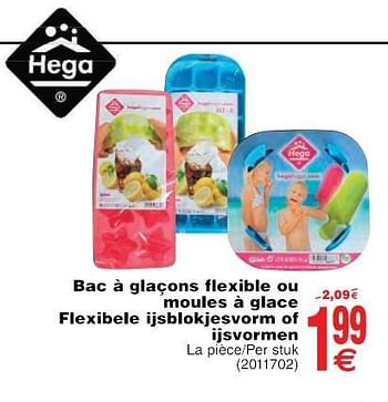 Promotions Bac à glaçons flexible ou moules à glace flexibele ijsblokjesvorm of ijsvormen - Héga - Valide de 22/05/2018 à 04/06/2018 chez Cora