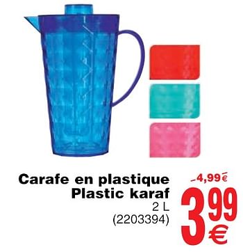 Promoties Carafe en plastique plastic karaf - Huismerk - Cora - Geldig van 22/05/2018 tot 04/06/2018 bij Cora