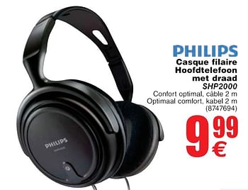 Promotions Philips casque filaire hoofdtelefoon met draad shp2000 - Philips - Valide de 22/05/2018 à 04/06/2018 chez Cora
