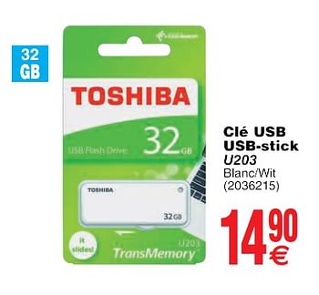 Promoties Toshiba clé usb usb-stick u203 - Toshiba - Geldig van 22/05/2018 tot 04/06/2018 bij Cora