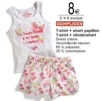 Promoties T-shirt + short papillon t-shirt + vlindershort - Huismerk - Cora - Geldig van 22/05/2018 tot 04/06/2018 bij Cora