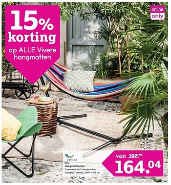 Promoties Hangmat combo - Vivere - Geldig van 21/05/2018 tot 03/06/2018 bij Leen Bakker