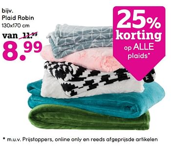 Promoties Plaid robin - Huismerk - Leen Bakker - Geldig van 21/05/2018 tot 03/06/2018 bij Leen Bakker