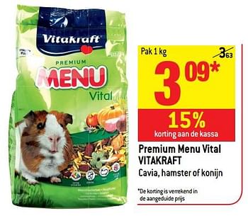 Promoties Premium menu vital vitakraft - Vitakraft - Geldig van 23/05/2018 tot 29/05/2018 bij Match