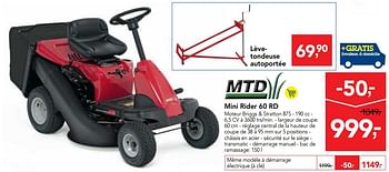 Promoties Mini rider 60 rd - MTD - Geldig van 23/05/2018 tot 05/06/2018 bij Makro