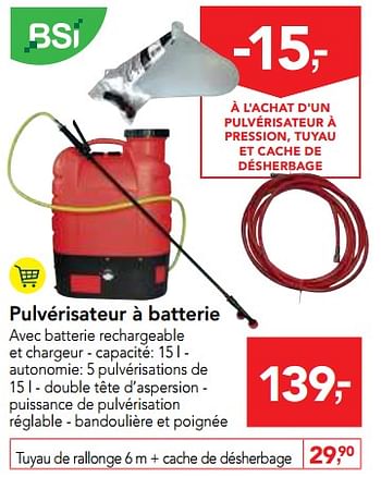 Promoties Pulvérisateur à batterie - BSI - Geldig van 23/05/2018 tot 05/06/2018 bij Makro
