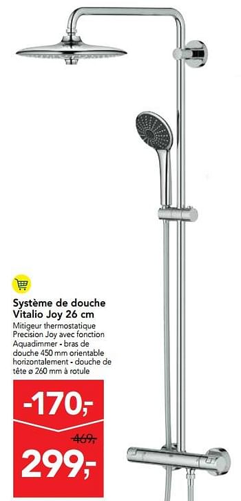 Promotions Système de douche vitalio joy 26 cm - Produit maison - Makro - Valide de 23/05/2018 à 05/06/2018 chez Makro