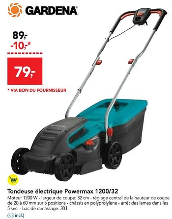 Promotions Tondeuse électrique powermax 1200-32 - Gardena - Valide de 23/05/2018 à 05/06/2018 chez Makro