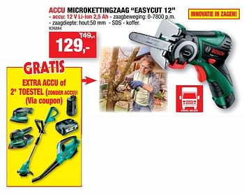 Promoties Bosch accu microkettingzaag easycut 12 - Bosch - Geldig van 23/05/2018 tot 03/06/2018 bij Hubo